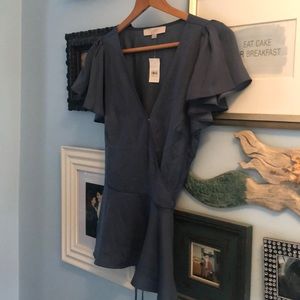 Fun LOFT brand new blue wrap shirt.